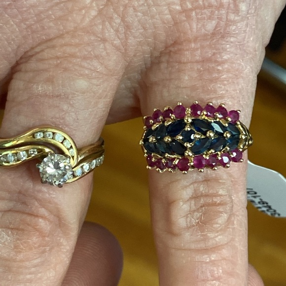 14K Gold Sapphire And Ruby Ring - Picture 10 of 10